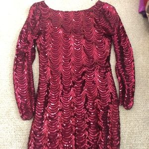 Red sequin dress